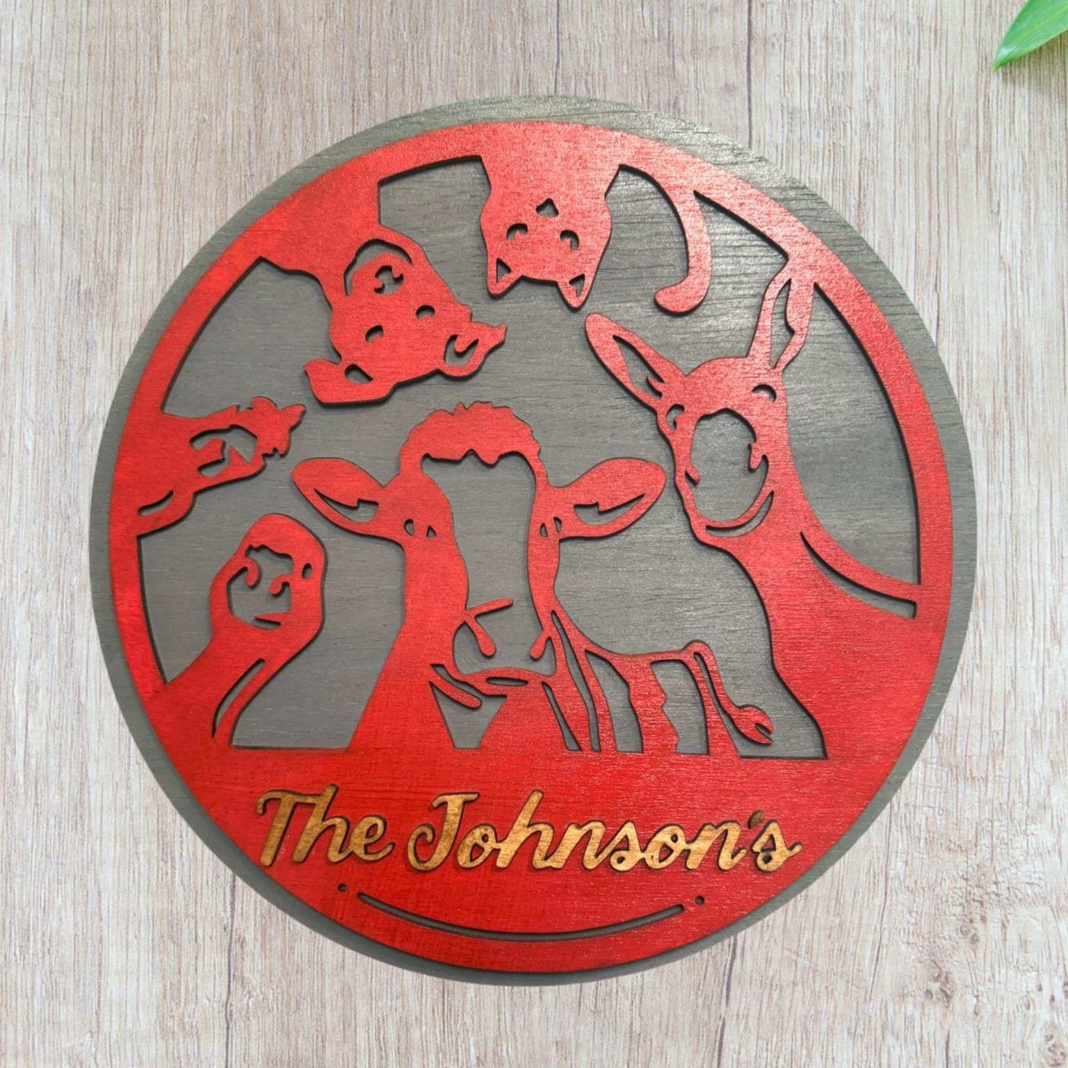 Personalized Farm Animal Wooden Sign: Rustic Family Name Decor - Thumbnail 2