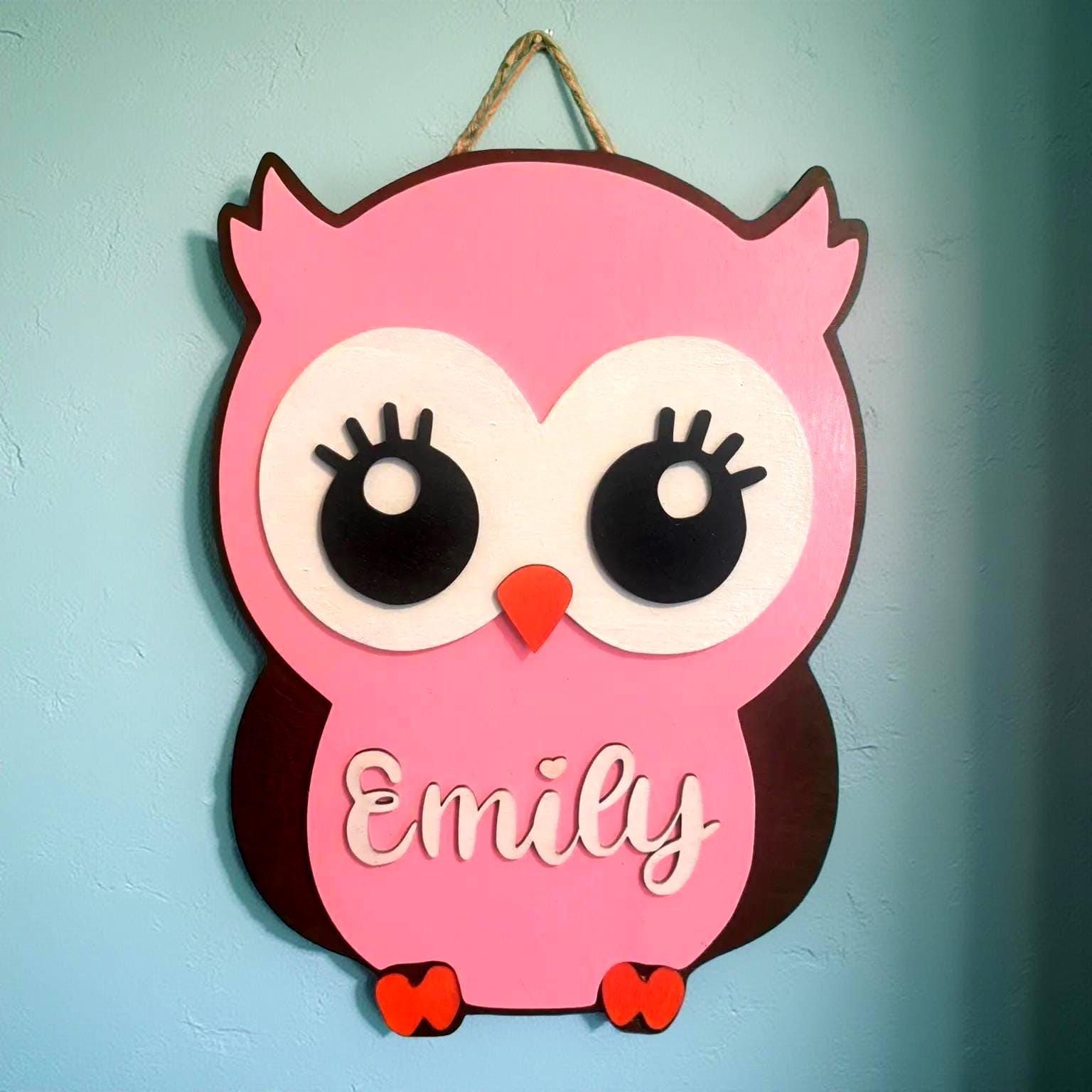 Personalized Wooden Owl Name Sign: 3D Layered Nursery Decor - Thumbnail 6