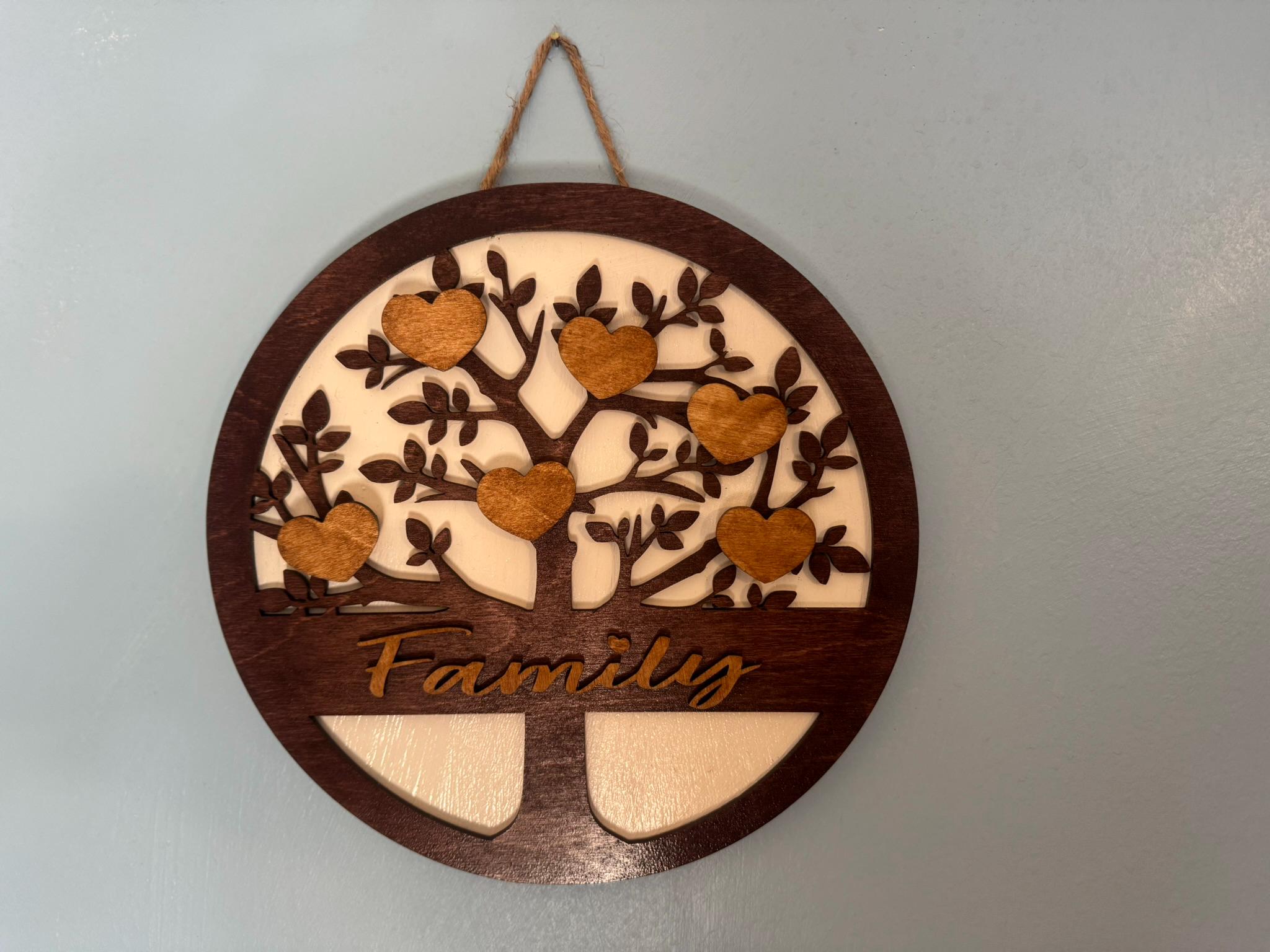 Personalized Grandchildren Family Tree Sign: Layered Wood, Rustic Farmhouse Decor - Thumbnail 6