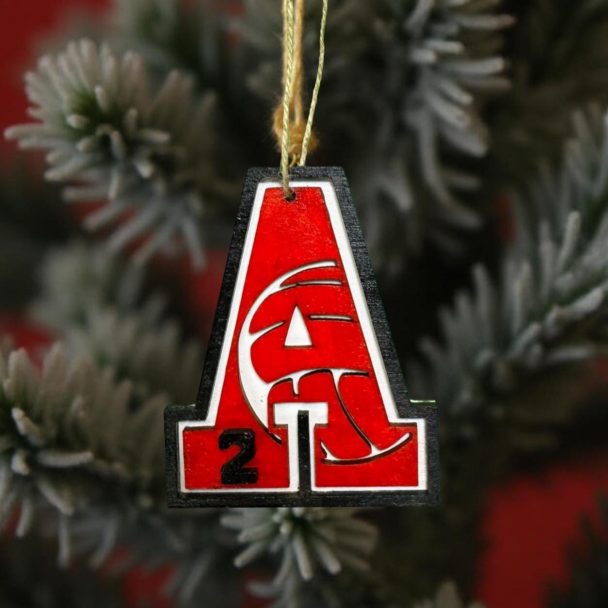 Personalized Volleyball Ornament – Custom Letter & Jersey Number – Team Colors – 4” Multi-Layered Wood Sports Christmas Decoration - Thumbnail 4