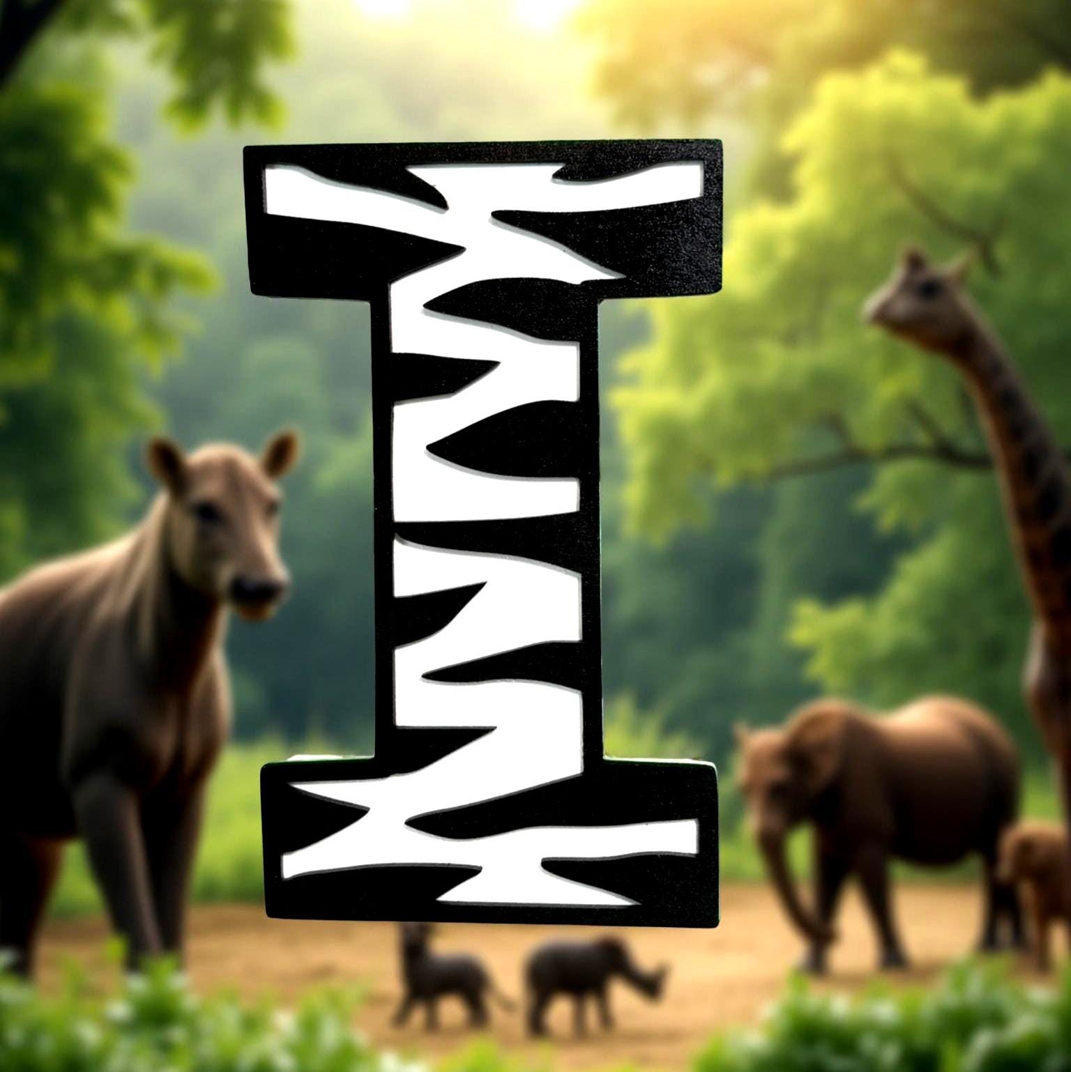 Personalized Zebra Letter Sign | Custom Animal Print Wall Decor | Multi-Layered  - Thumbnail 3