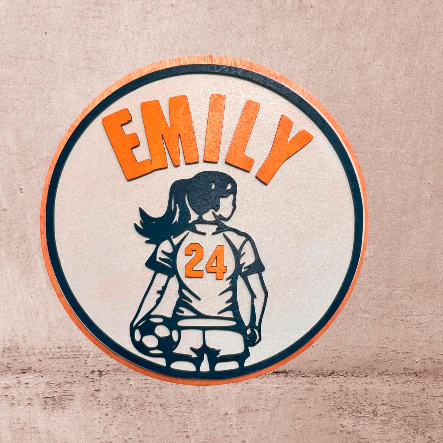 Custom Soccer Player Sign – Personalized Boy or Girl Wall Decor – 12" Wooden Name Sign – Handmade Sports Gift for Kids - Thumbnail 4