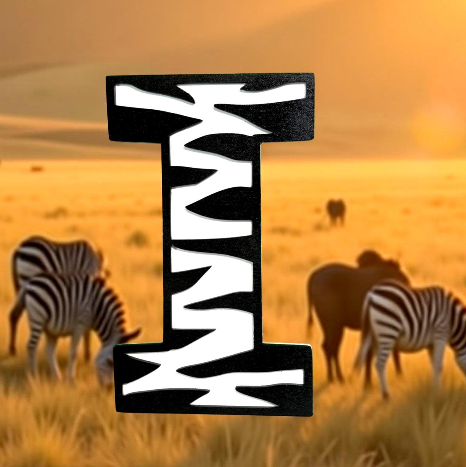 Personalized Zebra Letter Sign | Custom Animal Print Wall Decor | Multi-Layered  - Thumbnail 2