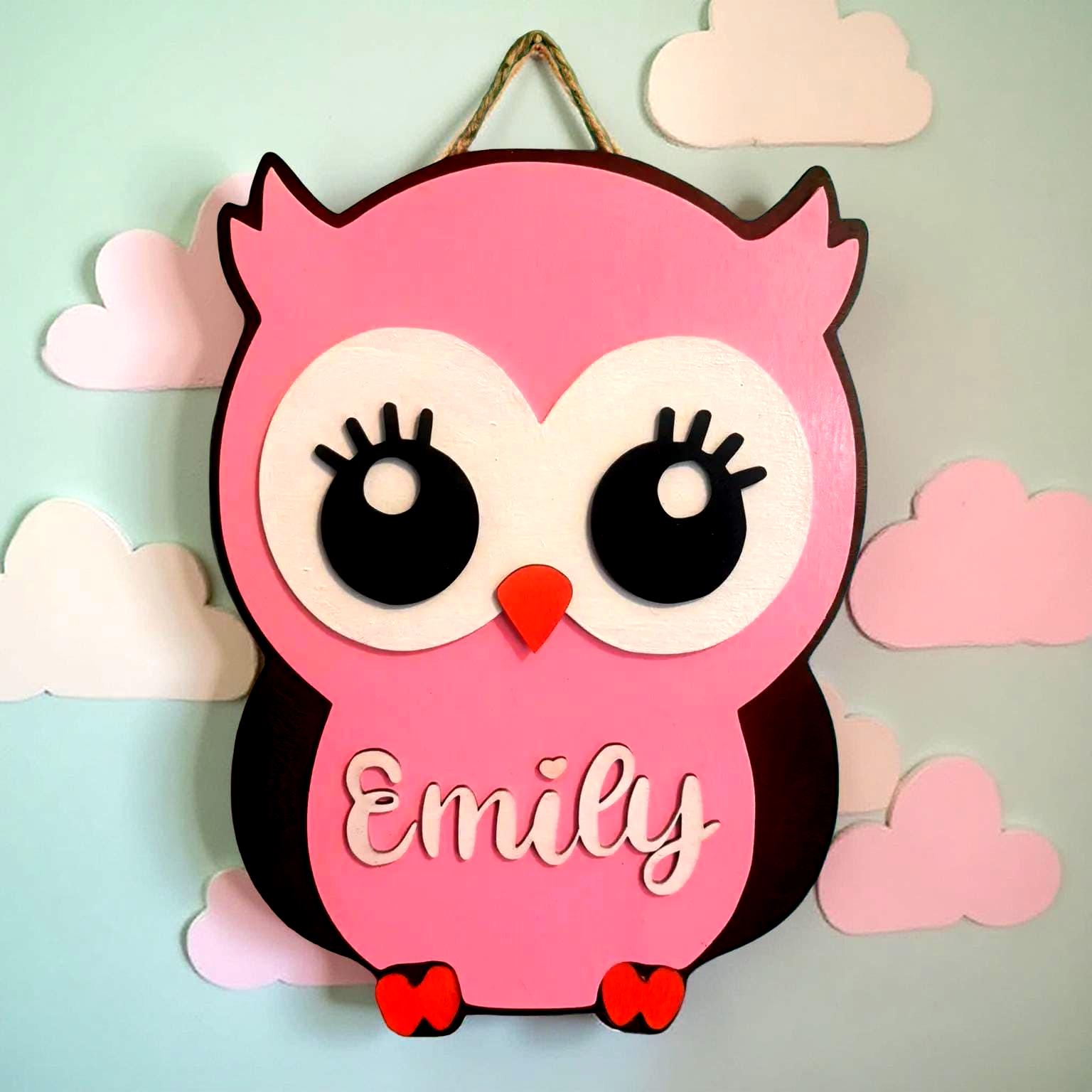 Personalized Wooden Owl Name Sign: 3D Layered Nursery Decor - Thumbnail 7