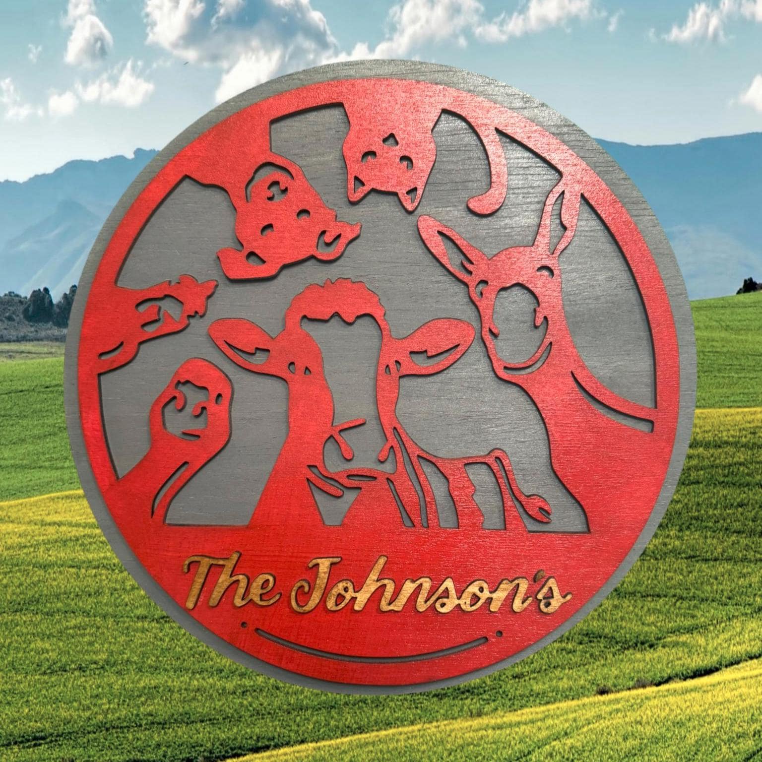 Personalized Farm Animal Wooden Sign: Rustic Family Name Decor - Thumbnail 3