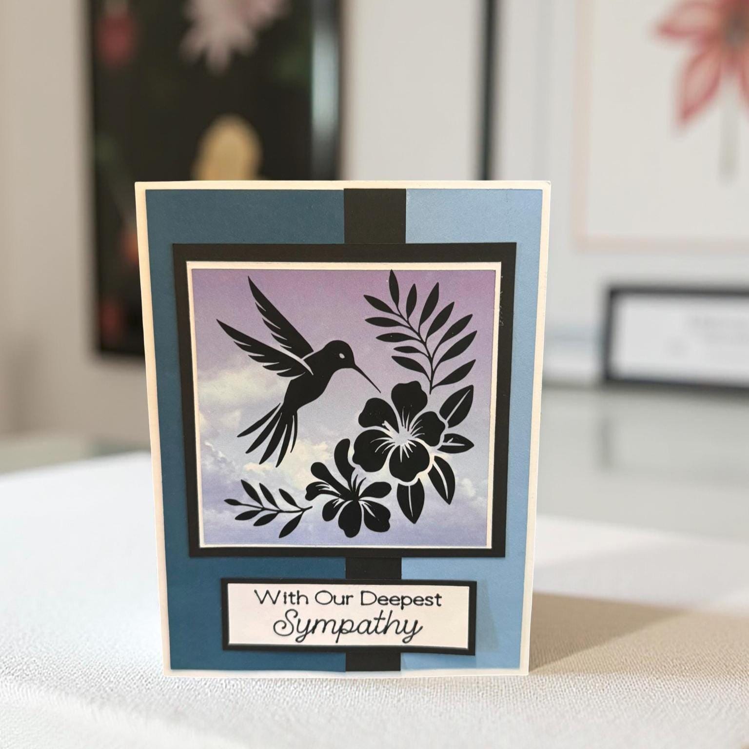 Handmade Hummingbird Card: Layered Paper Art, Custom Sentiment - Thumbnail 3