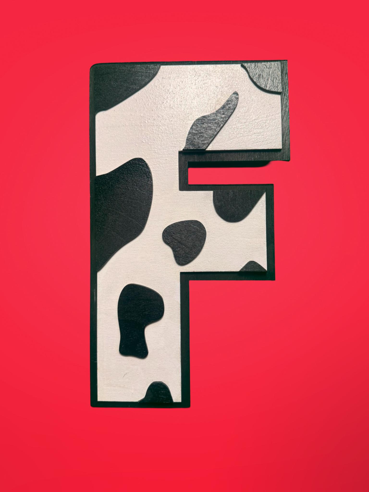 Personalized Cow Print Wooden Letter: Farmhouse Nursery Decor - Thumbnail 4