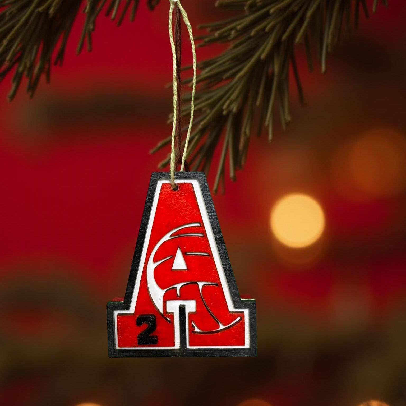 Personalized Volleyball Ornament – Custom Letter & Jersey Number – Team Colors – 4” Multi-Layered Wood Sports Christmas Decoration - Thumbnail 2