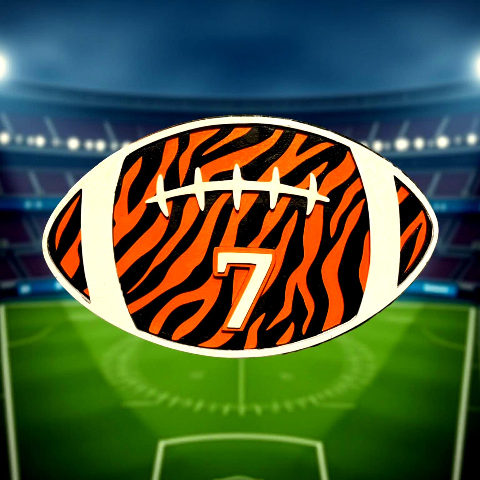 Tiger Stripe Football Sign – Custom Jersey Number – Personalized Team Colors  - Thumbnail 4