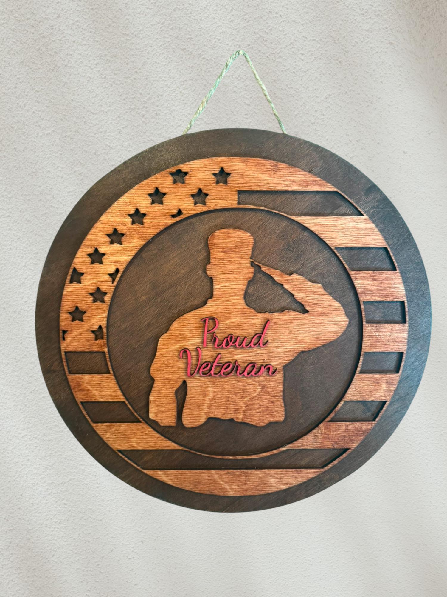 Handcrafted Wooden Veteran Sign: American Flag Patriotic Decor - Thumbnail 4