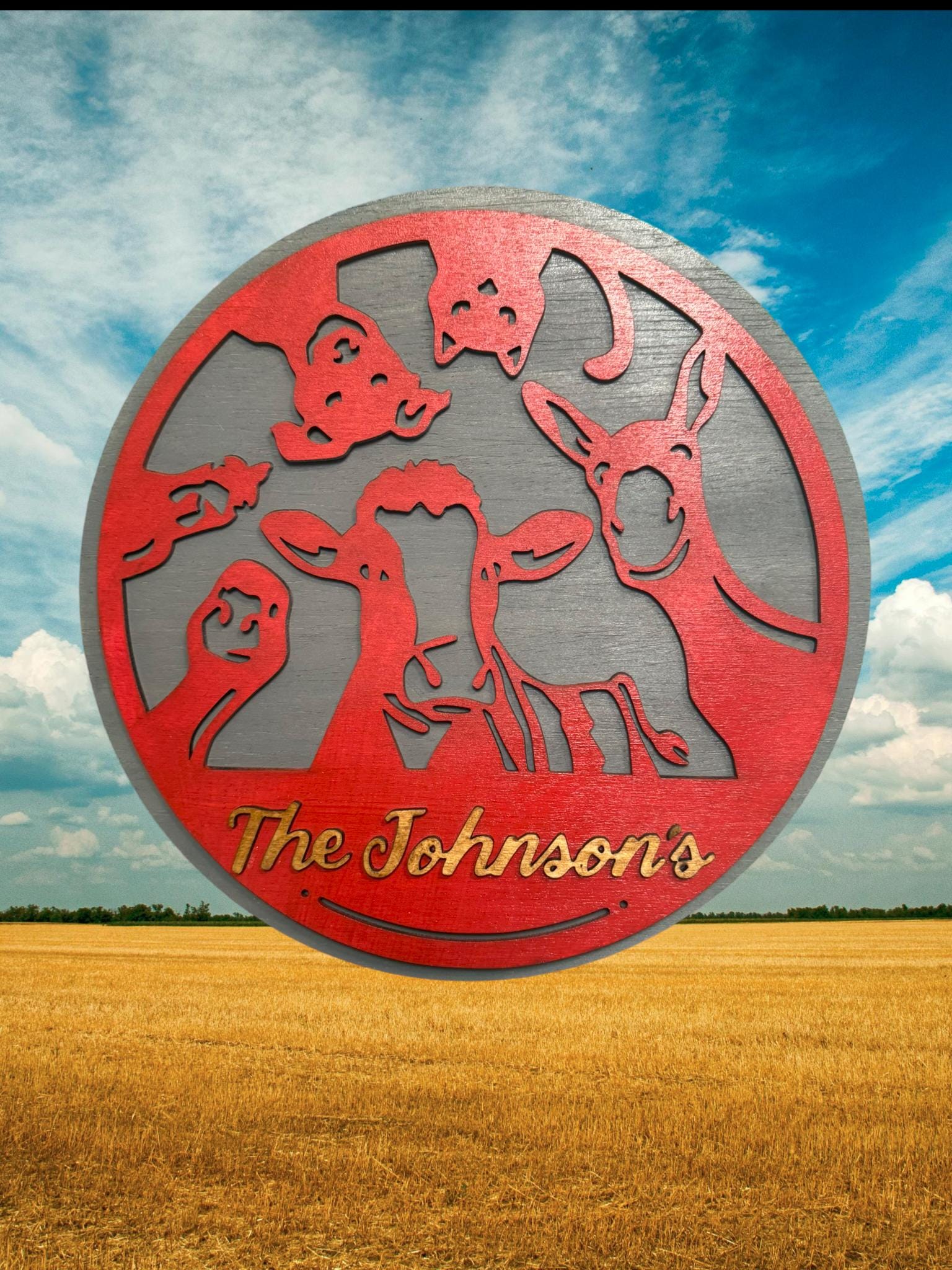 Personalized Farm Animal Wooden Sign: Rustic Family Name Decor - Thumbnail 4