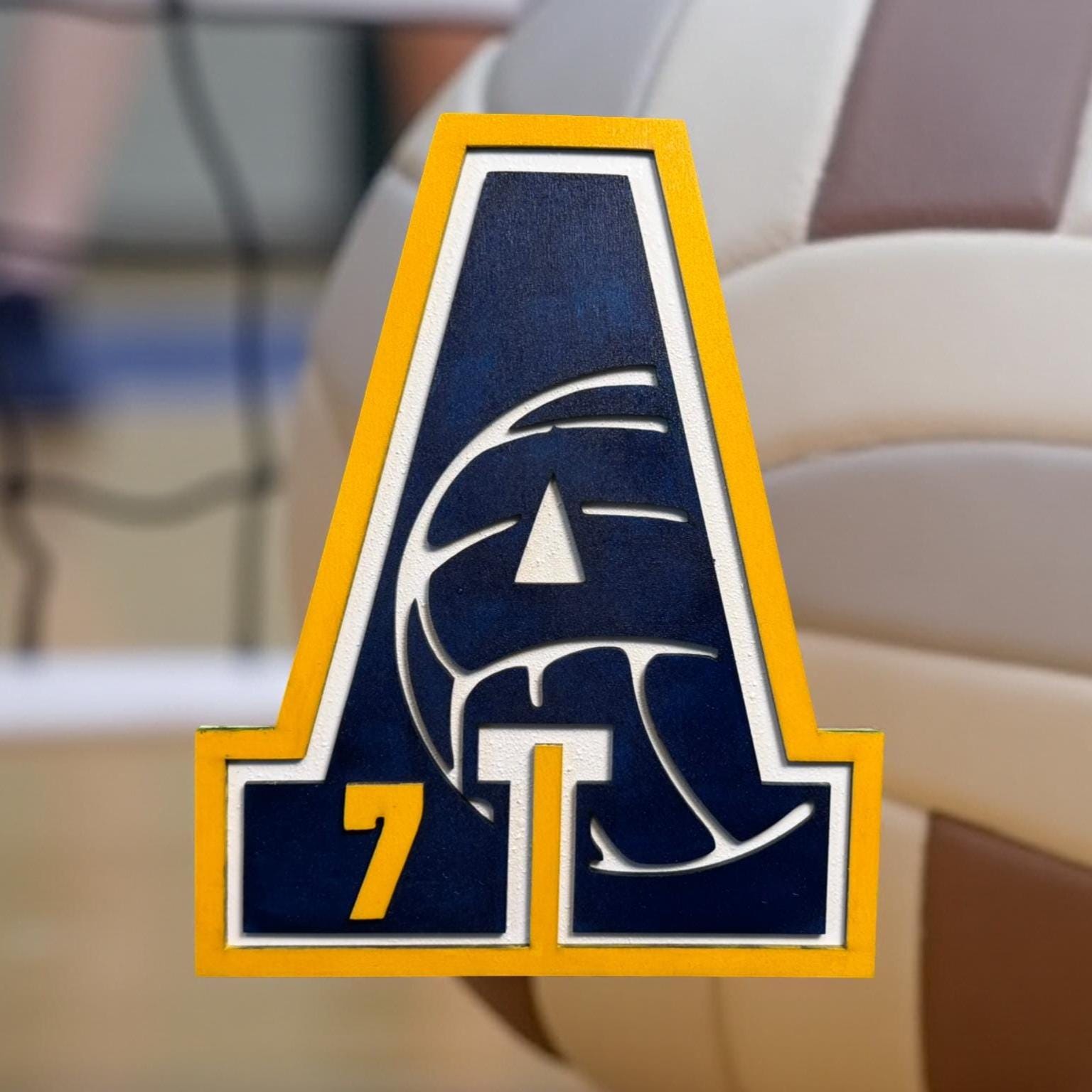 Custom Volleyball Letter Sign – Personalized 12" Wooden Wall Decor – Jersey Number & Team Colors – Sports Room or Coach Gift - Thumbnail 4