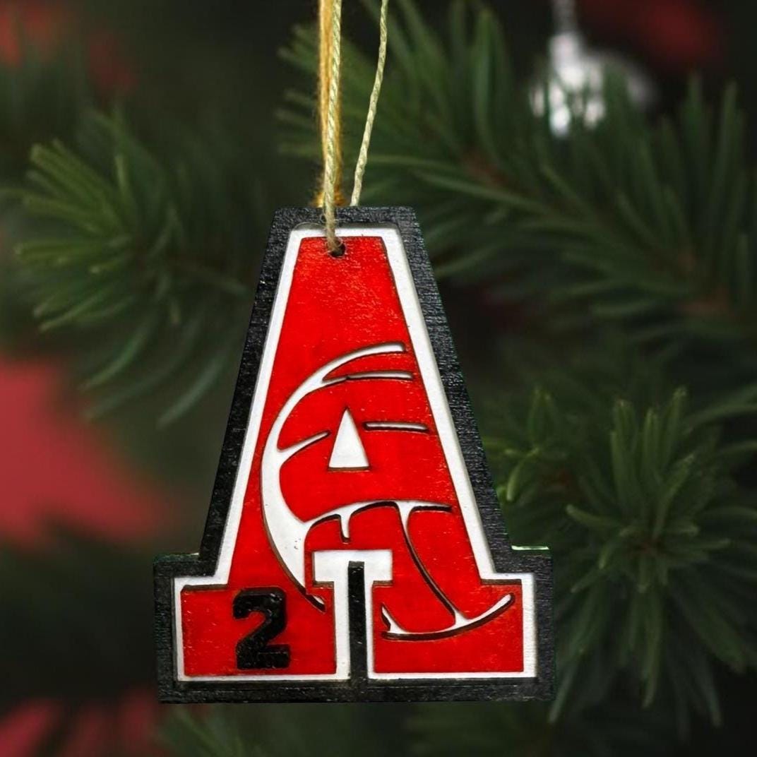 Personalized Volleyball Ornament – Custom Letter & Jersey Number – Team Colors – 4” Multi-Layered Wood Sports Christmas Decoration