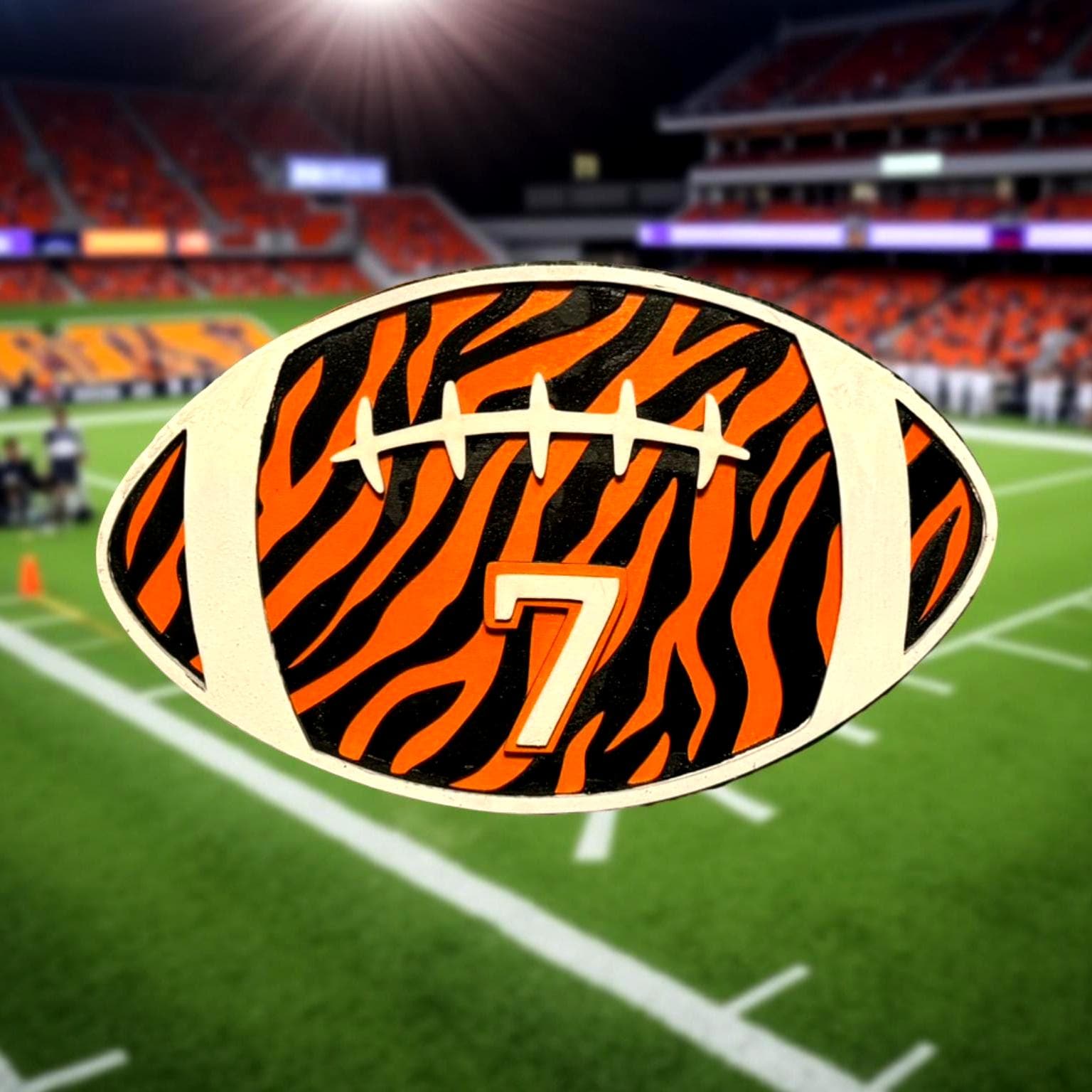 Tiger Stripe Football Sign – Custom Jersey Number – Personalized Team Colors  - Thumbnail 3