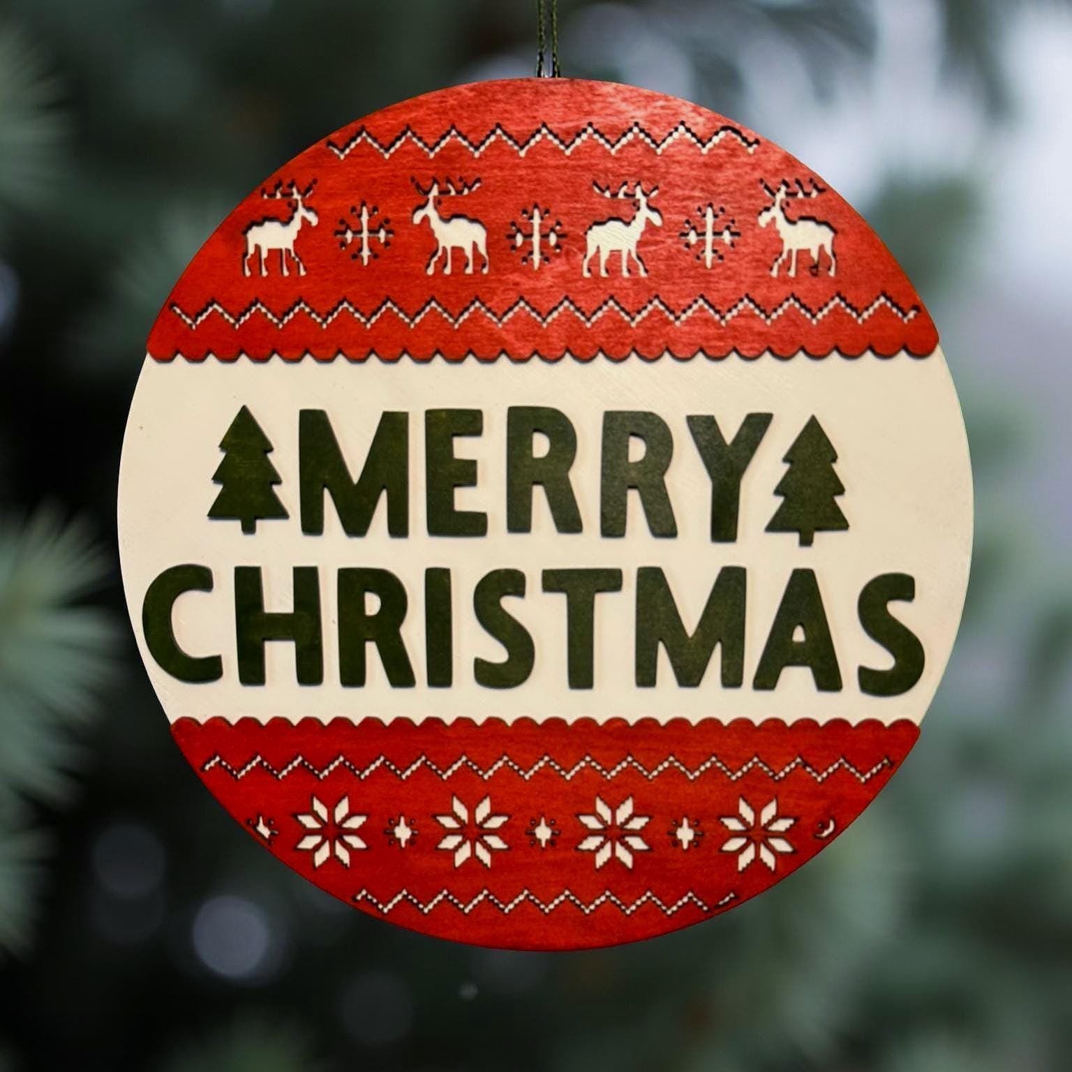 Handmade Christmas Sweater Wooden Sign: Layered Holiday Door Hanger - Thumbnail 4
