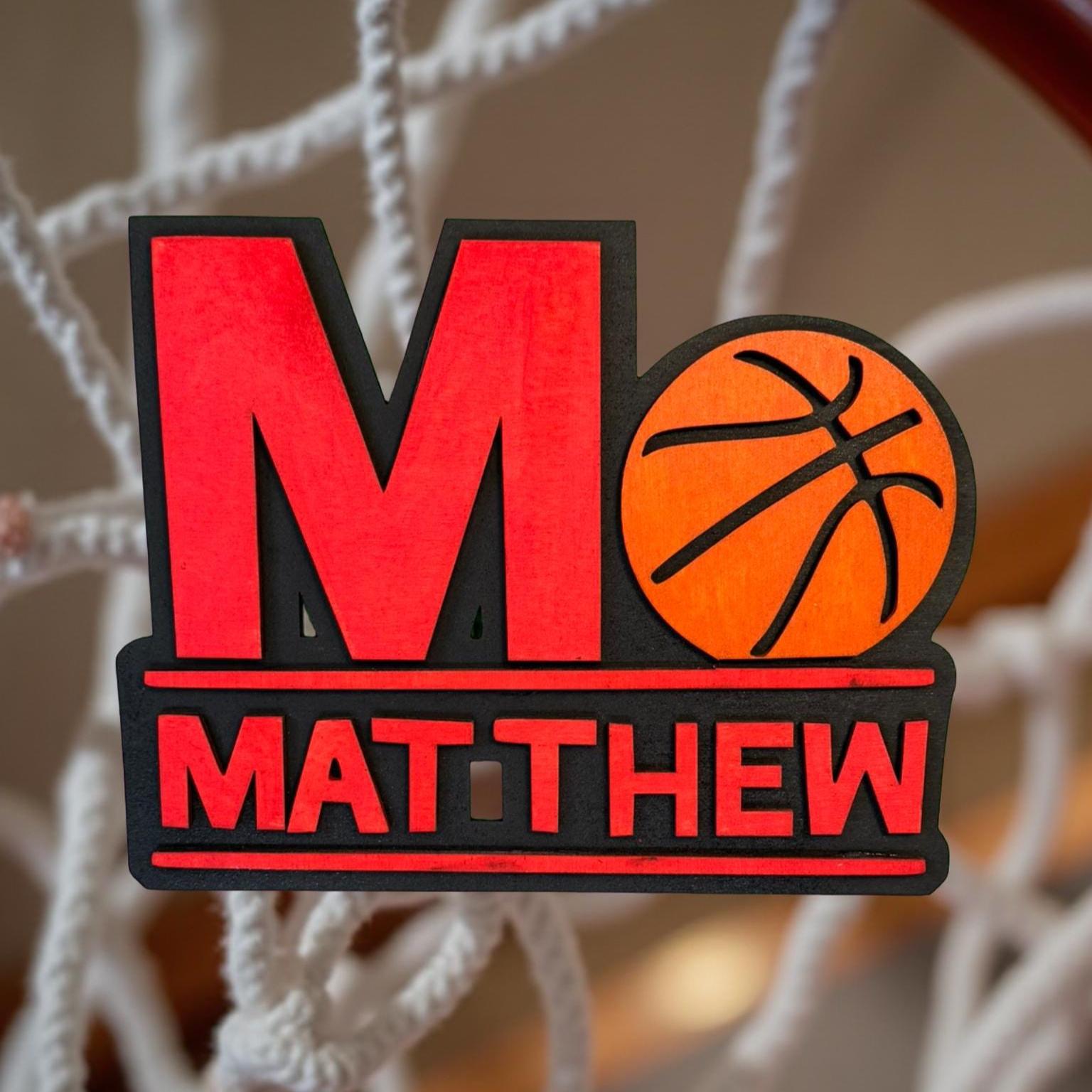 Custom Basketball Name Sign – Personalized 12" Layered Wood Wall Decor – Custom Colors - Sports Room, Player Gift, Coach Gift - Thumbnail 6