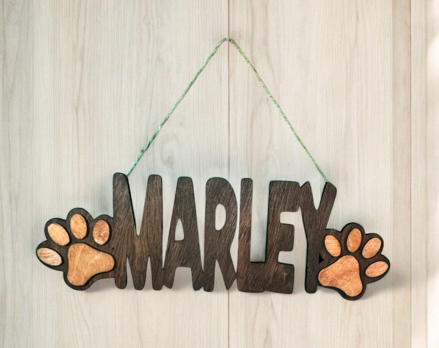 Personalized Wooden Pet Sign: Custom Paw Print Decor - Thumbnail 4