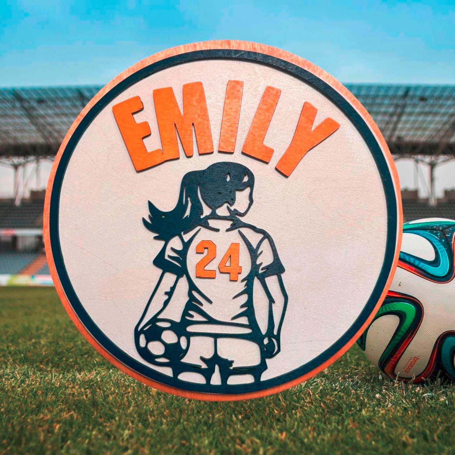 Custom Soccer Player Sign – Personalized Boy or Girl Wall Decor – 12" Wooden Name Sign – Handmade Sports Gift for Kids - Thumbnail 3