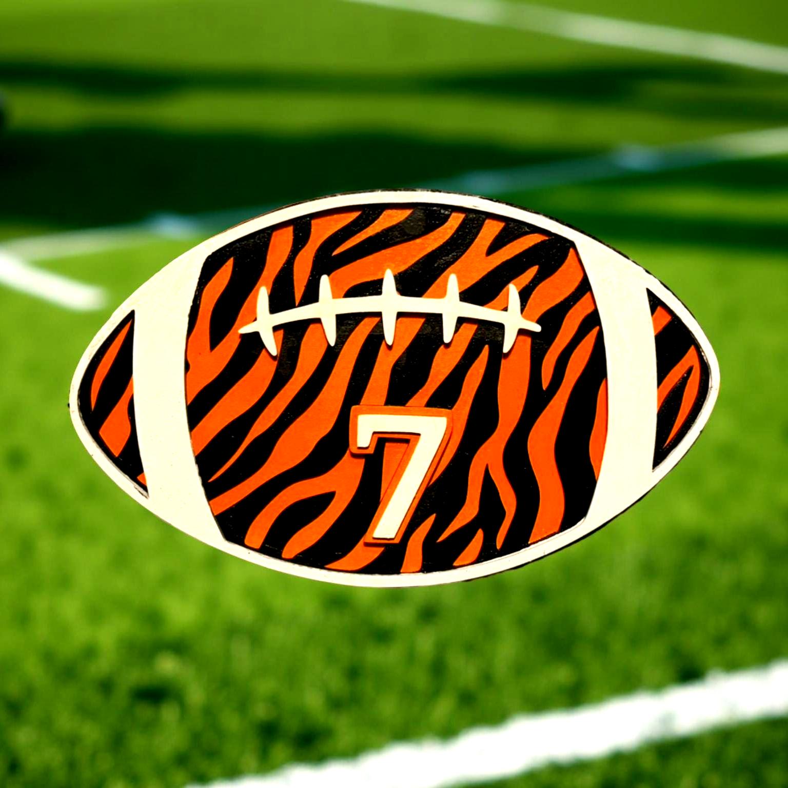 Tiger Stripe Football Sign – Custom Jersey Number – Personalized Team Colors  - Thumbnail 5