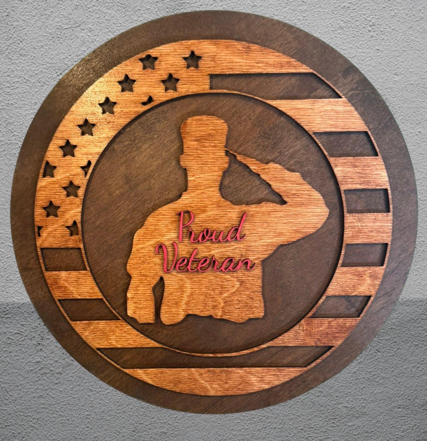 Handcrafted Wooden Veteran Sign: American Flag Patriotic Decor - Thumbnail 5