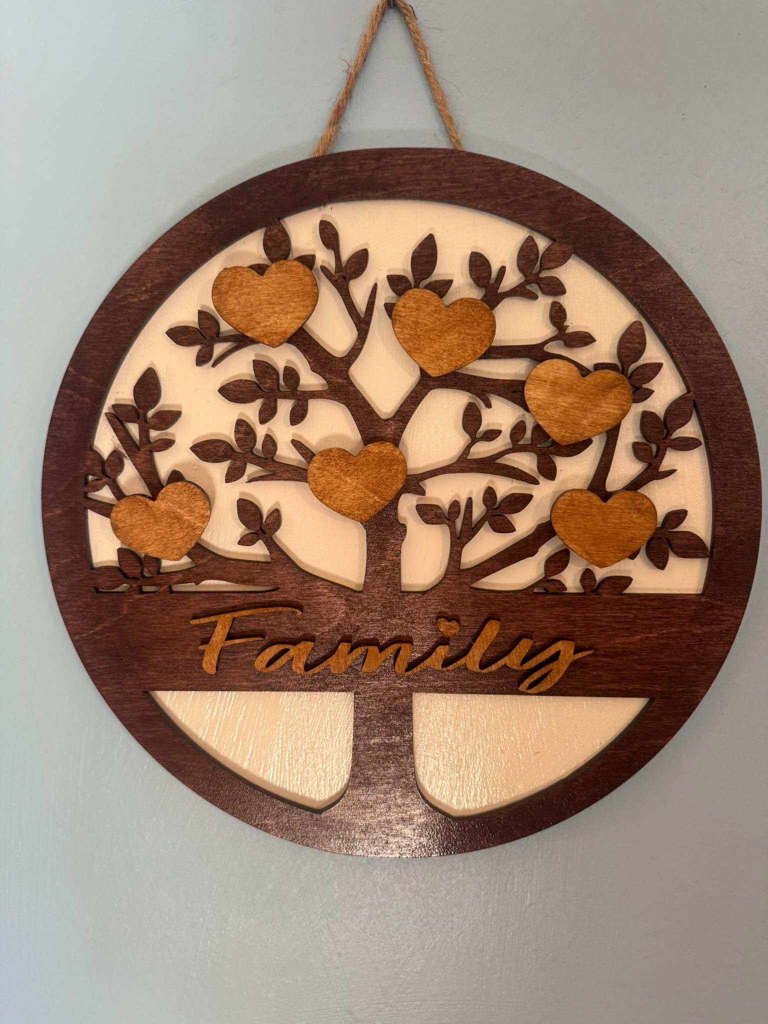 Personalized Grandchildren Family Tree Sign: Layered Wood, Rustic Farmhouse Decor - Thumbnail 3