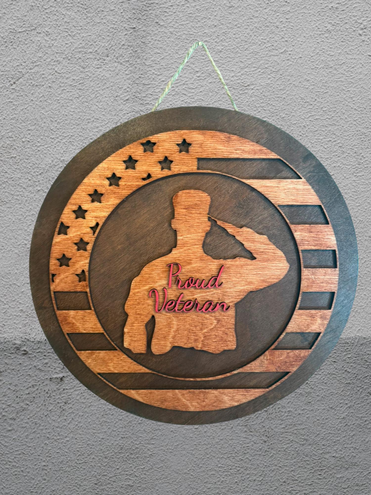 Handcrafted Wooden Veteran Sign: American Flag Patriotic Decor - Thumbnail 3