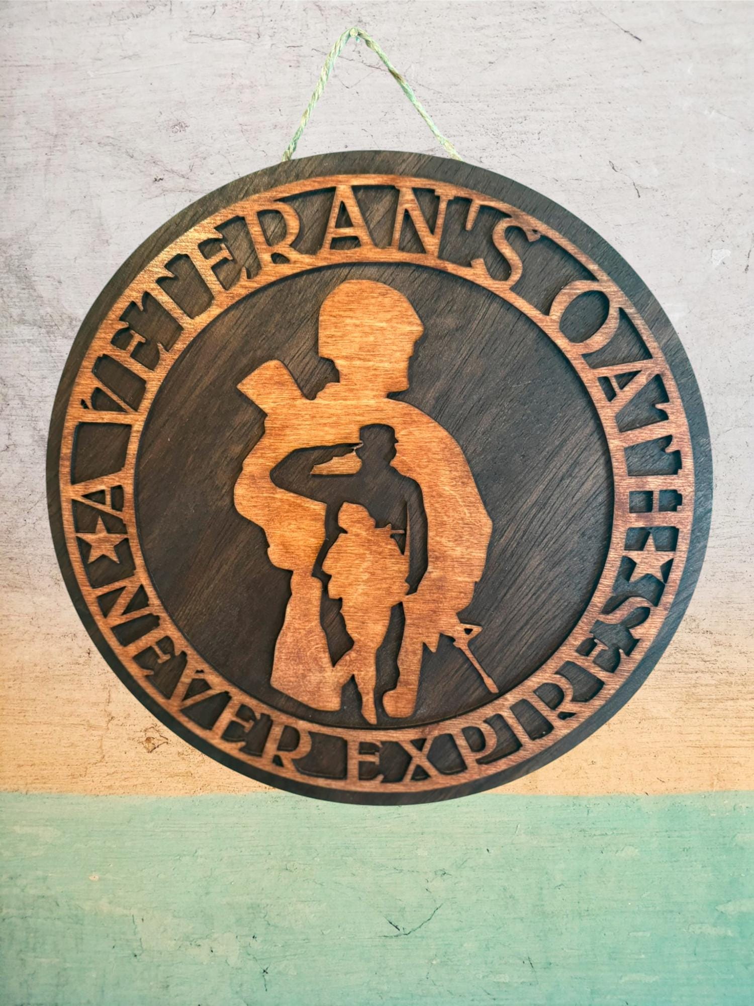 Handcrafted Wooden Veteran Sign: Military Oath Wall Decor - Thumbnail 2