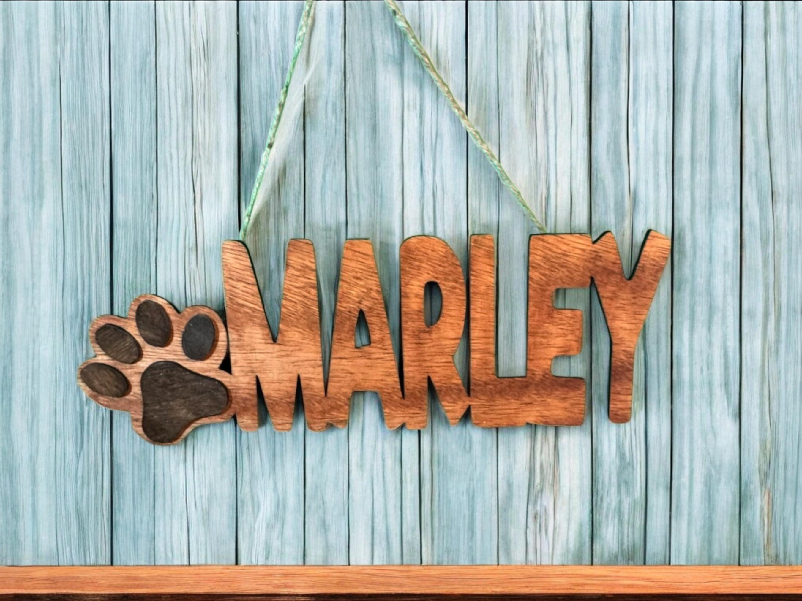 Personalized Wooden Pet Sign: Custom Paw Print Decor - Image 1