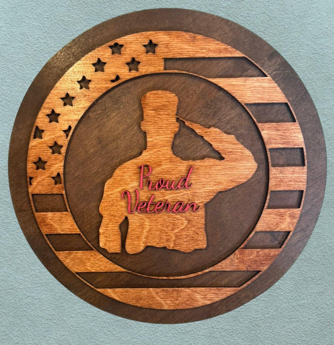 Handcrafted Wooden Veteran Sign: American Flag Patriotic Decor - Thumbnail 2