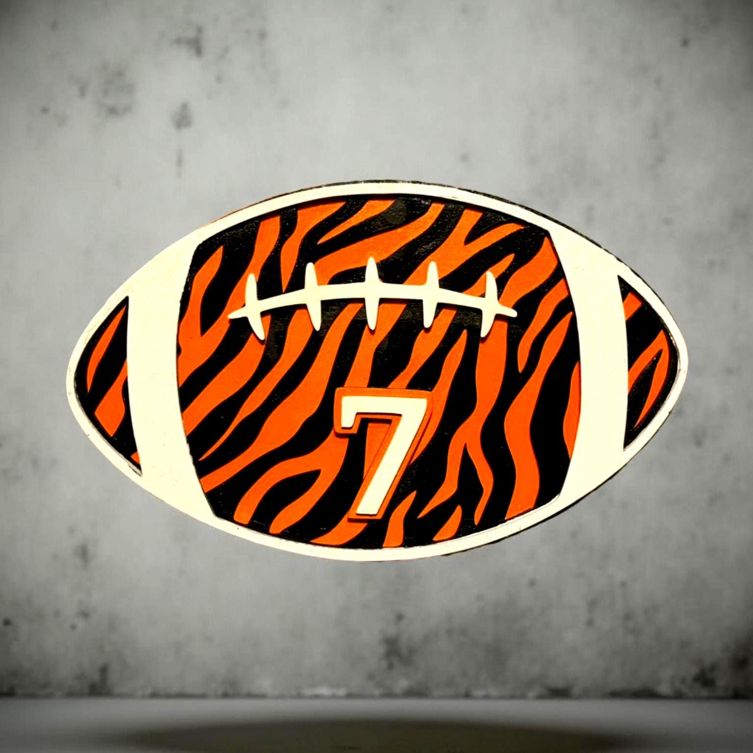 Tiger Stripe Football Sign – Custom Jersey Number – Personalized Team Colors  - Thumbnail 2
