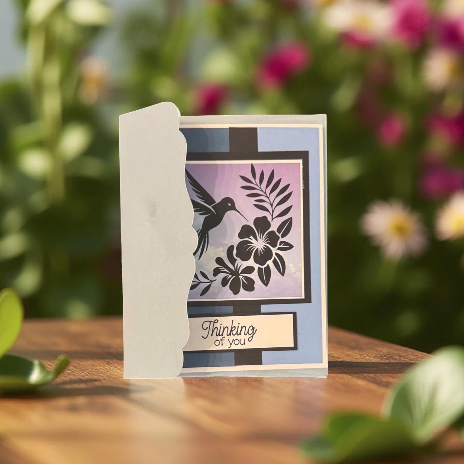 Handmade Hummingbird Card: Layered Paper Art, Custom Sentiment - Thumbnail 5