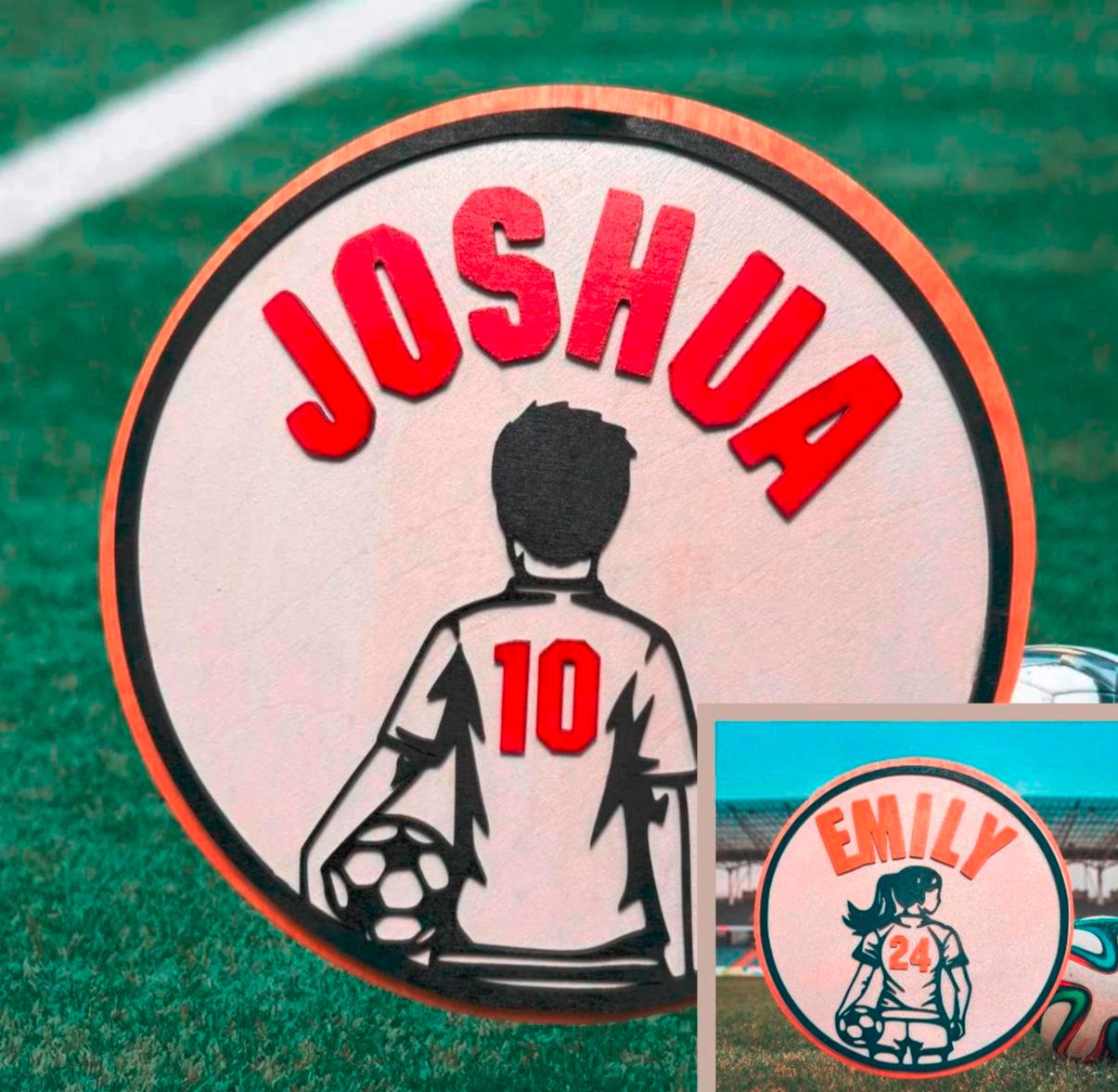 Custom Soccer Player Sign – Personalized Boy or Girl Wall Decor – 12" Wooden Name Sign – Handmade Sports Gift for Kids - Image 1