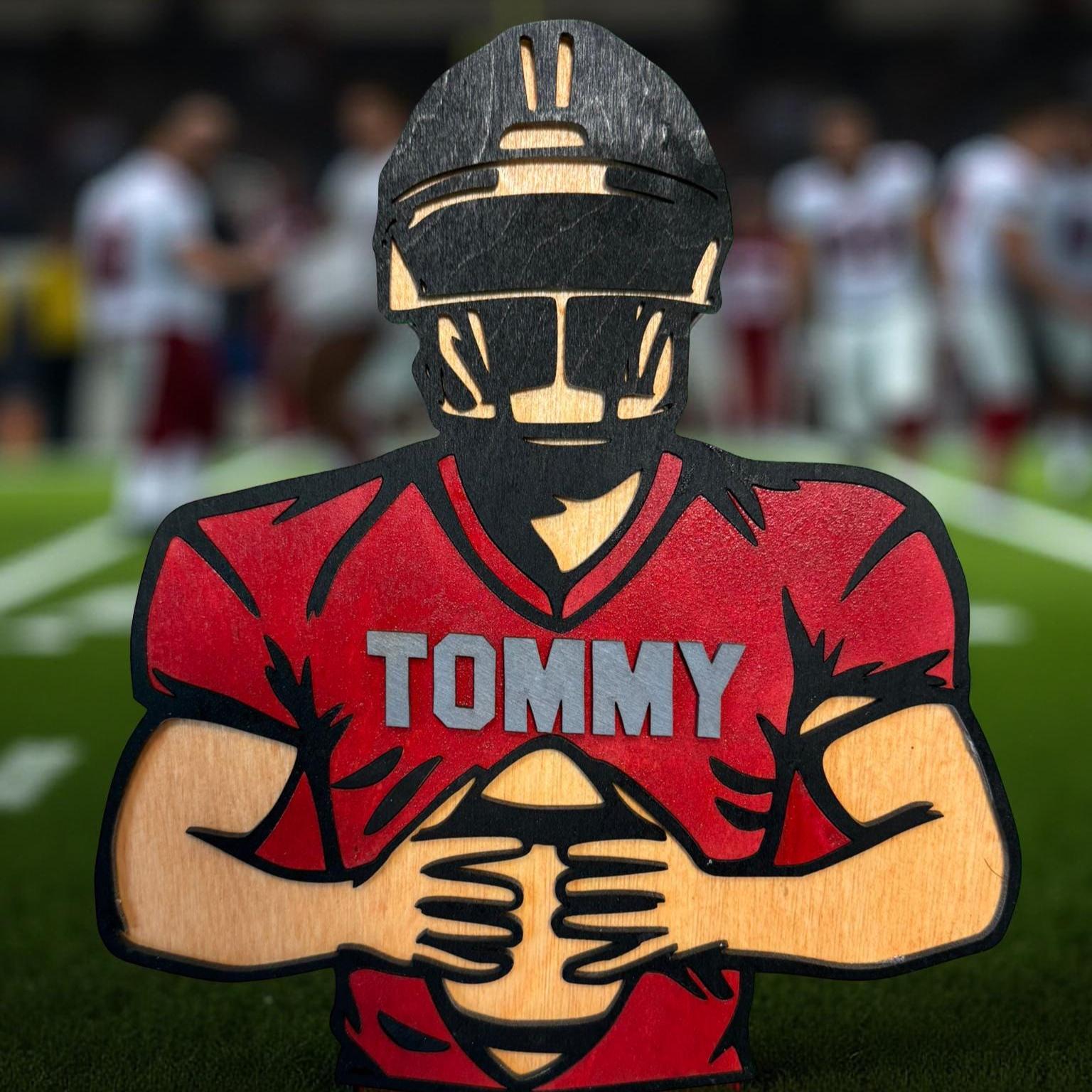 Custom Handmade Football Player Sign: Personalized Wood Wall Decor, Custom Colors/Name - Thumbnail 7