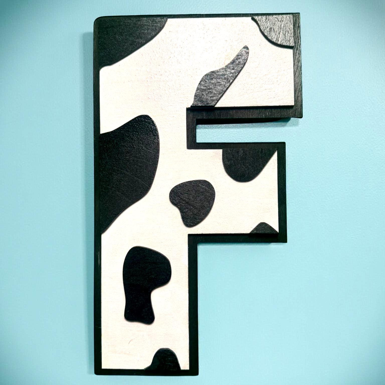Personalized Cow Print Wooden Letter: Farmhouse Nursery Decor - Thumbnail 5