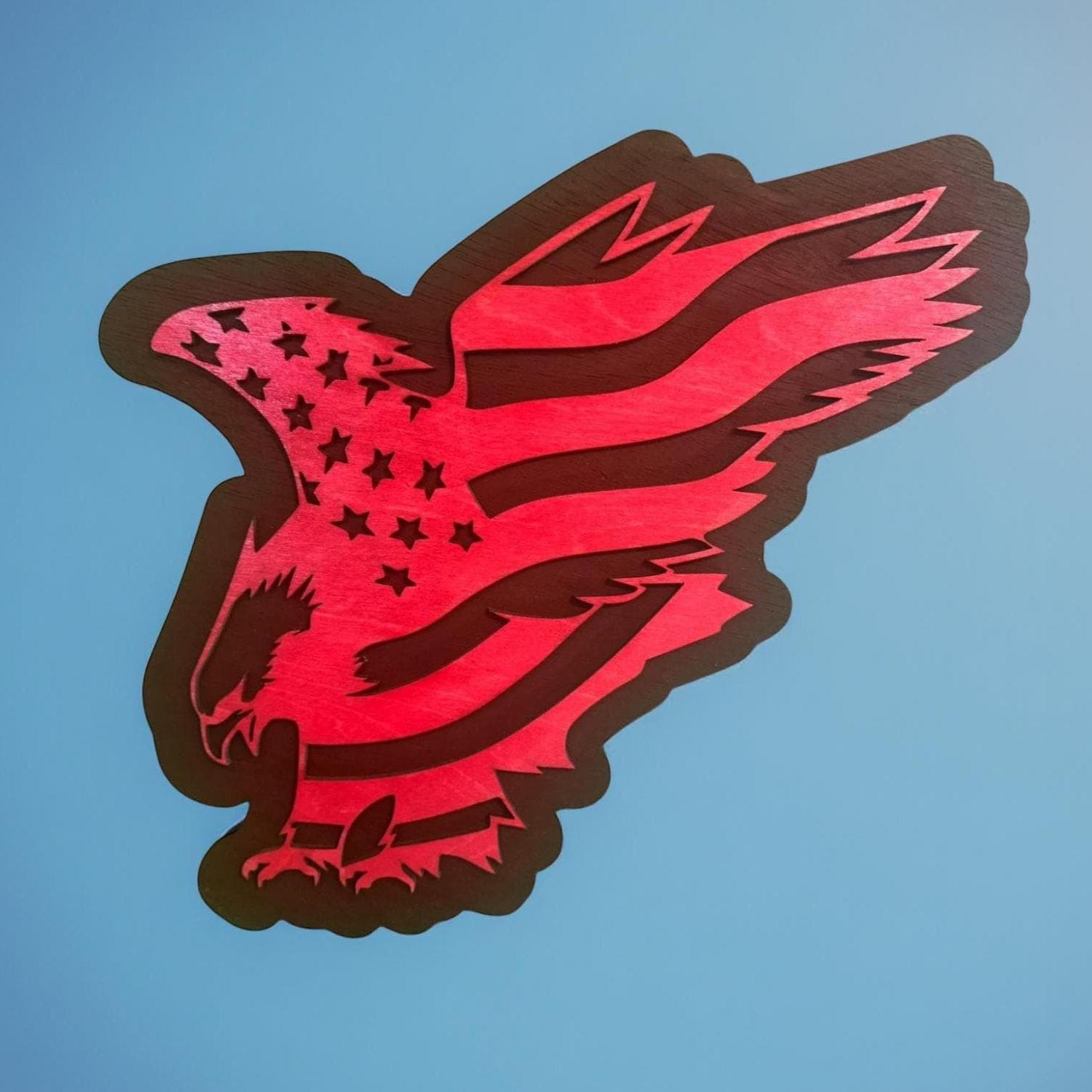 Handcrafted Wooden American Flag Eagle Wall Art: Patriotic Decor - Thumbnail 4