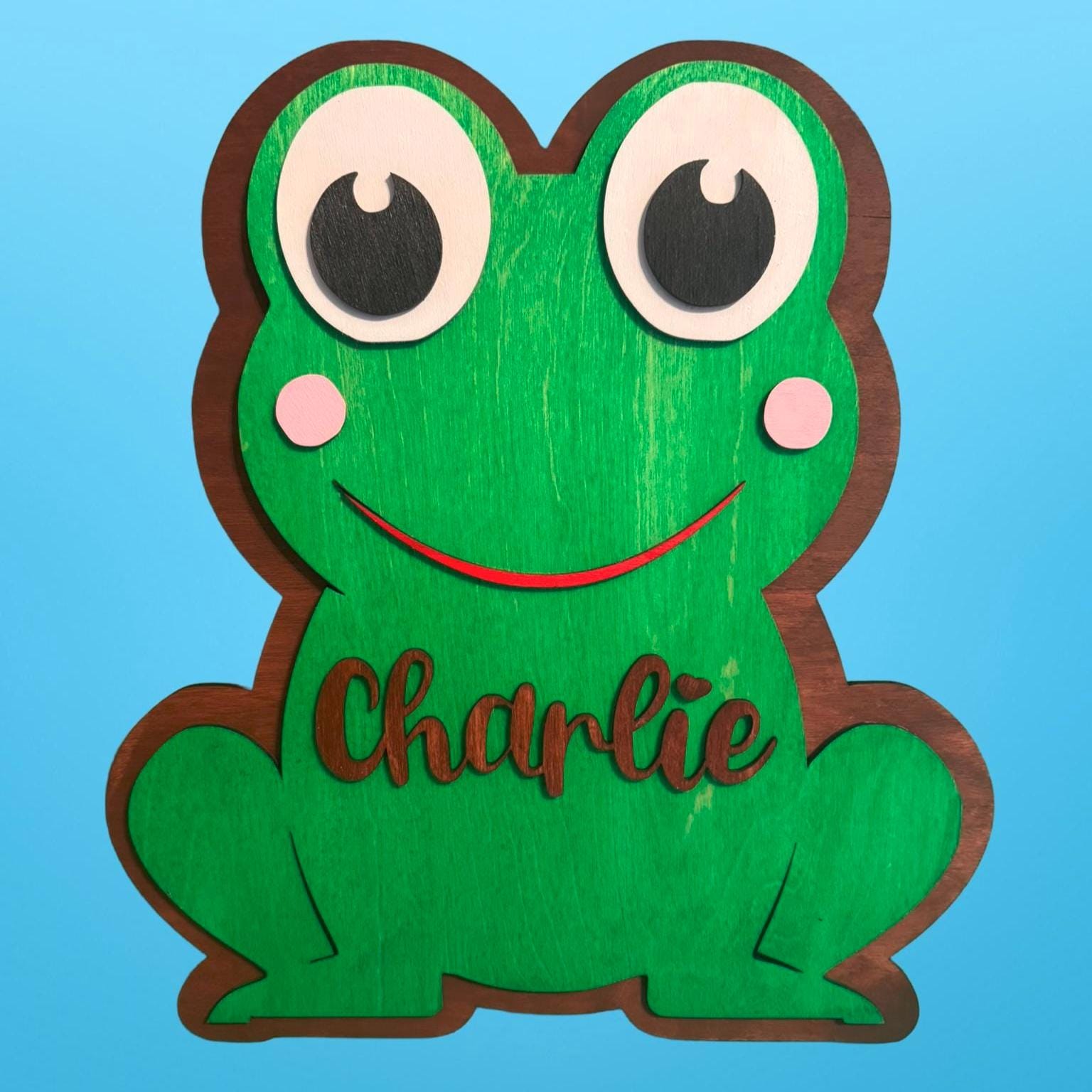 Personalized Wooden Frog Sign: Custom Name Nursery Wall Decor - Thumbnail 5