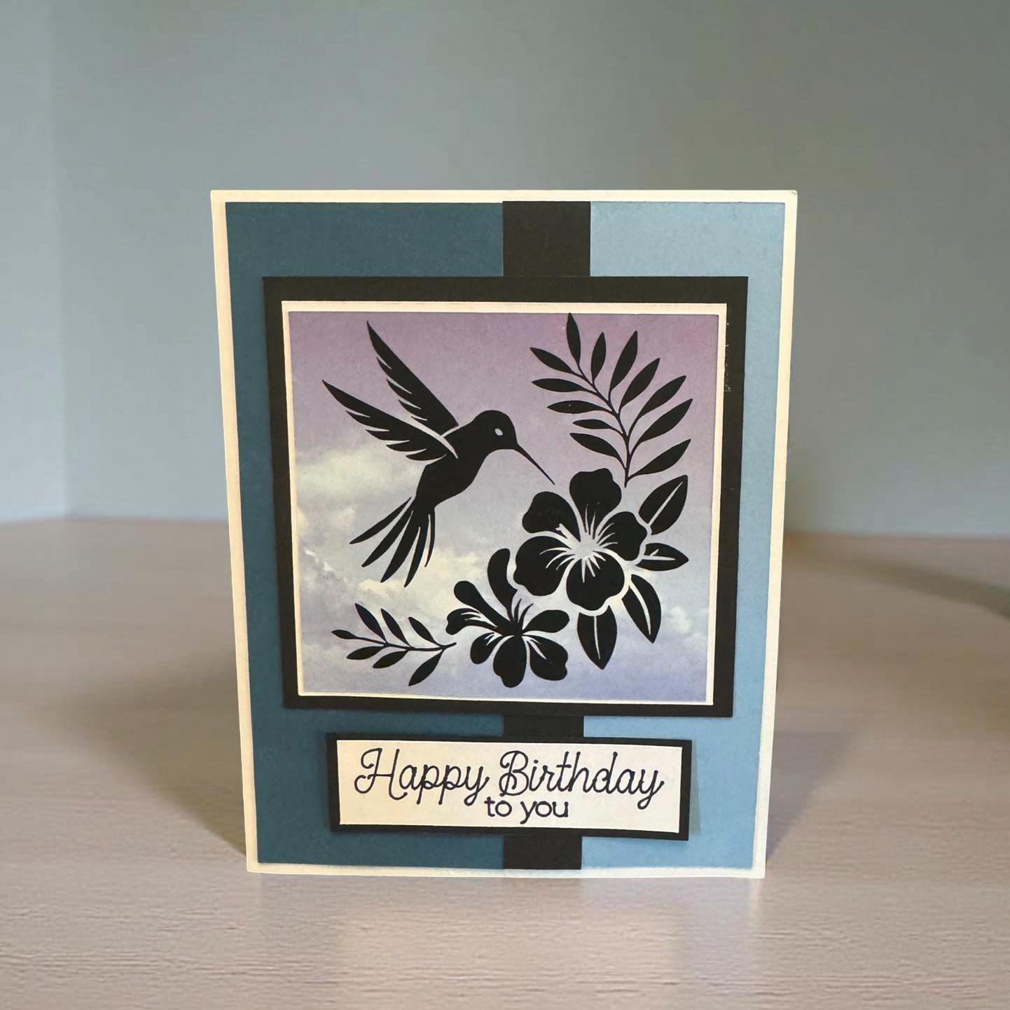 Handmade Hummingbird Card: Layered Paper Art, Custom Sentiment - Thumbnail 6