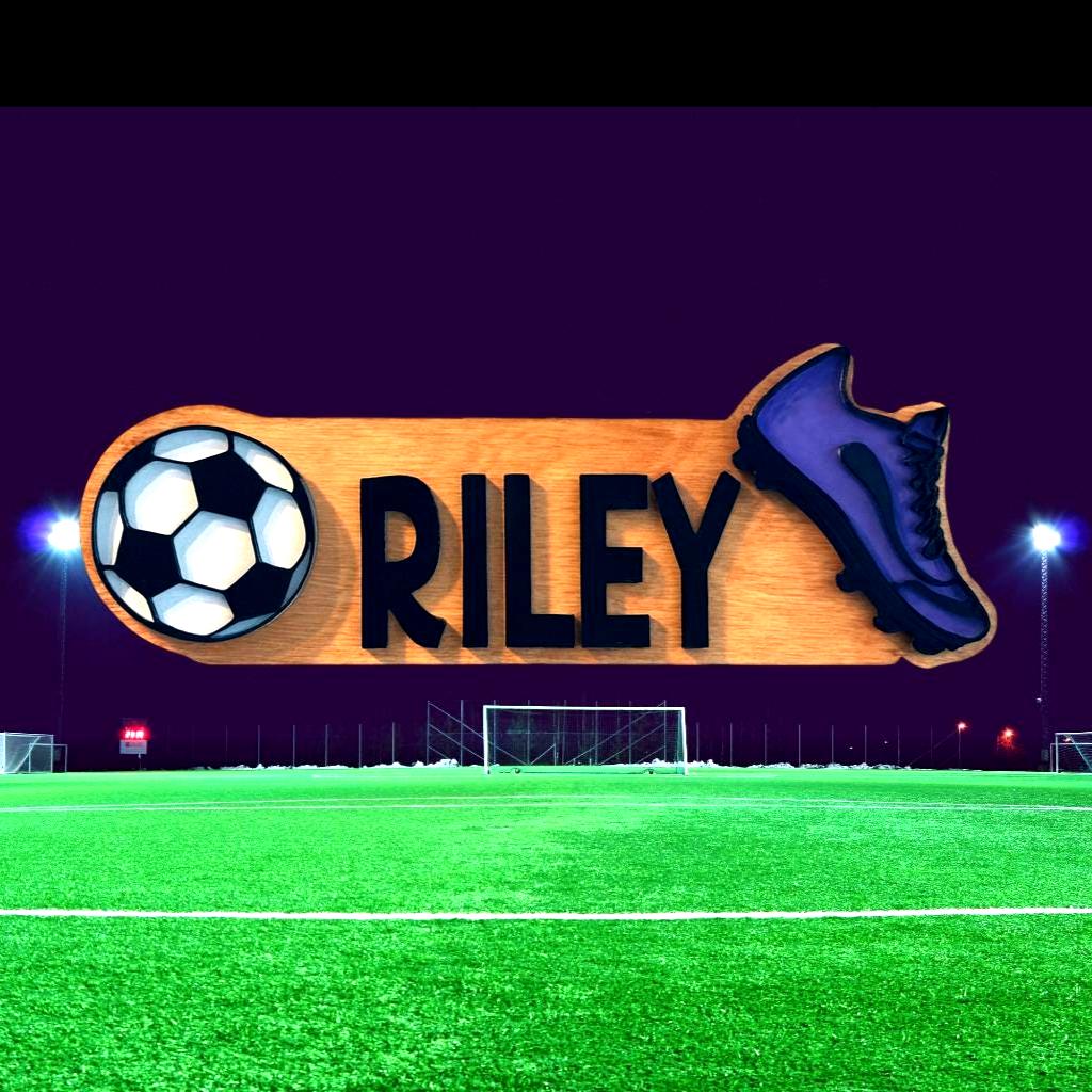 Personalized Soccer Name Sign – Custom Cleat & Ball Cutouts – Layered Wood Sport - Thumbnail 5