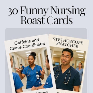 Lustige Krankenschwester Roast Karten zum Ausdrucken | 30 Stillkarten | Krankenschwester Wertschätzung Digitaler Download | Krankenschwester Geschenke | Druckbare Krankenschwester Karten