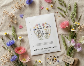 Personalised Baby Shower Wildflower Seed Packets | Thank You Gifts | Baby in Bloom | Watch Me Grow  Favours Packs