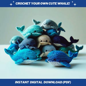 Small Cute Whale Crochet Pattern – Easy Amigurumi Whale Crochet PDF, Cute Beginner Crochet Whale Pattern