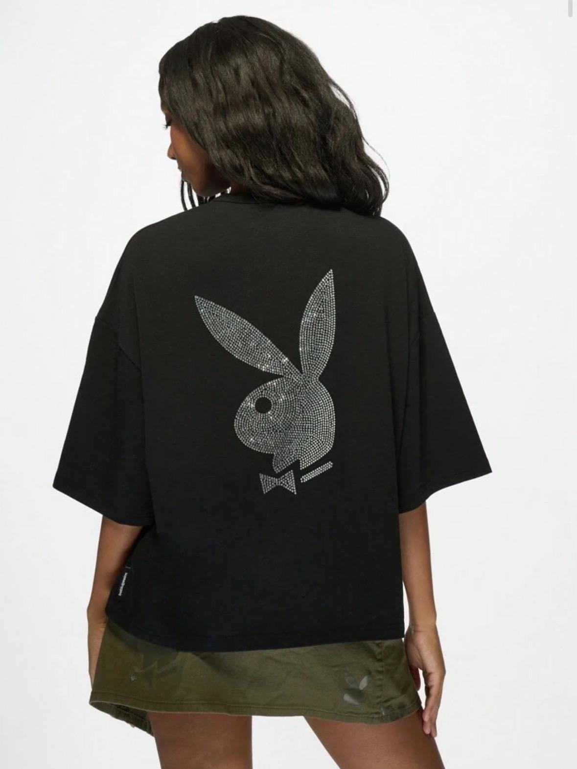 Playboy Collection Rhinestone Bunny Logo Oversized T-shirt