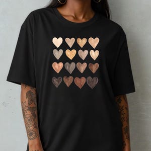 Camiseta Skin Tone Hearts BLM, camiseta del Mes de la Historia Negra, camiseta Black Lives Matter, camiseta del Orgullo Negro, camiseta afroamericana, camiseta de los Derechos Civiles