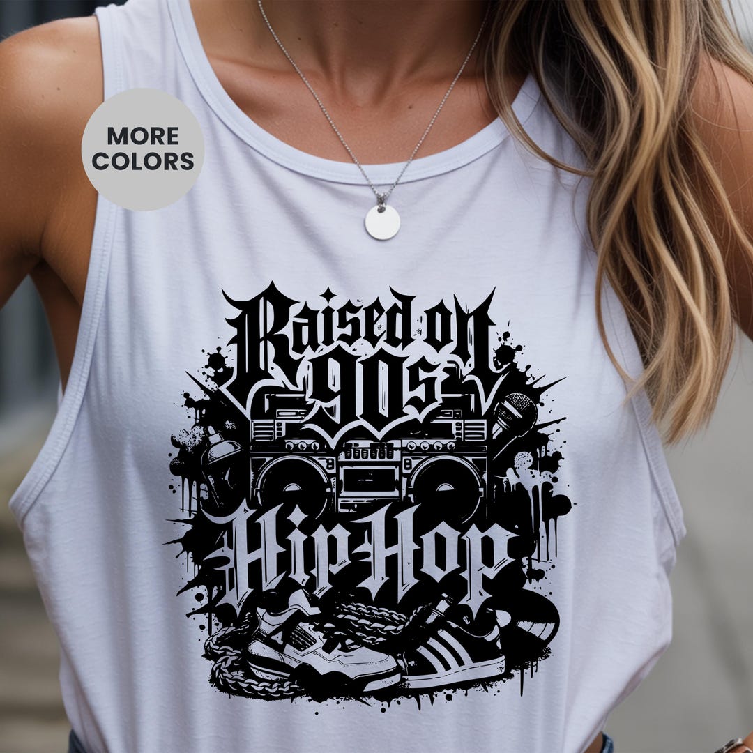 Common Rapper Tank Top Raised on 90s Hip Hop Tank Top Vintage Rap Graphic Streetwear Aesthetic ...