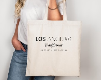 Bolsa de Los Angeles, Bolsa de Lona da Califórnia, Bolsa Minimalista para Cidade, Bolsa de Lembrança de Viagem, Sacola de Compras Reutilizável, Presente para Amantes de Los Angeles