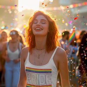 Pride-linne med spaghettiband | HBTQ+-festkläder, sommarkläder, festivalkläder, kläder för Pride-månaden, regnbågslinne