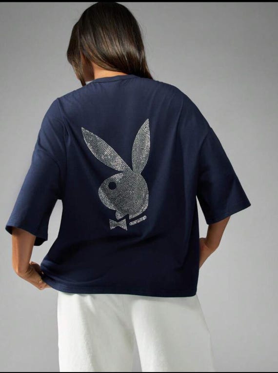 Playboy Collection Rhinestone Bunny Logo Oversized T-shirt