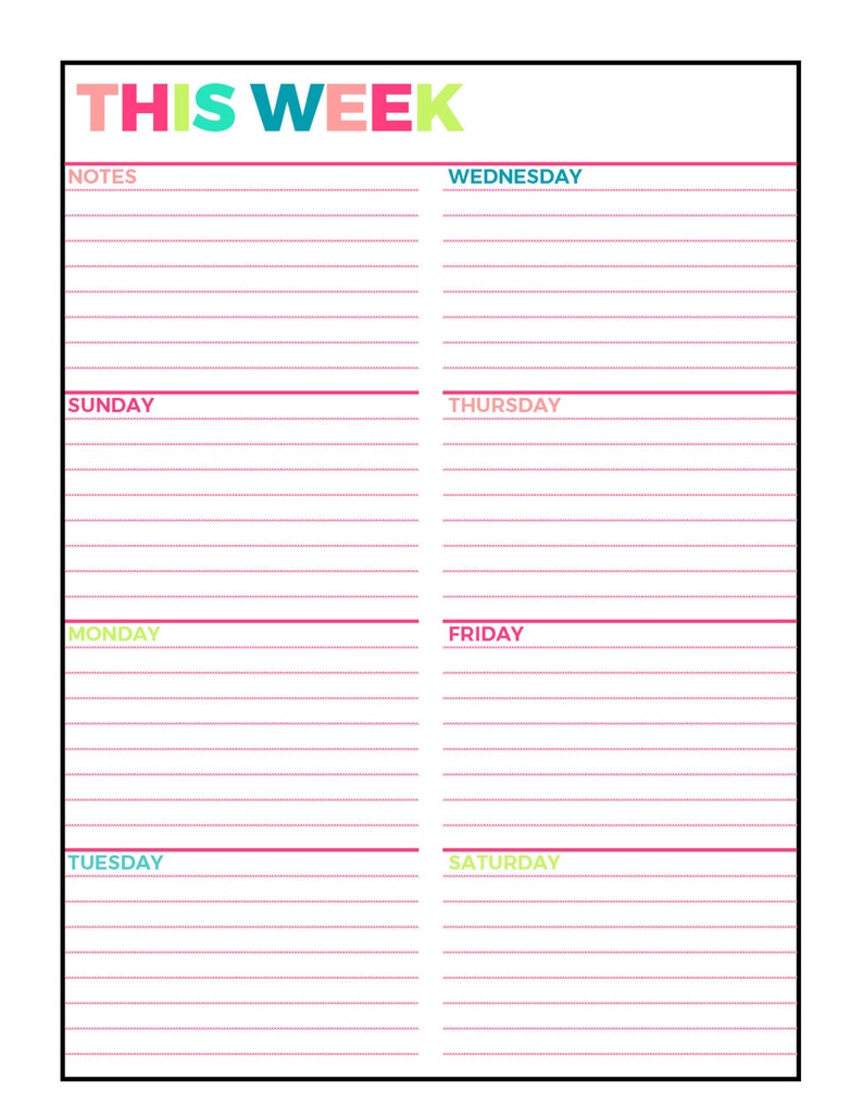9 Best Weekly Planner Printable Printableecom 10 One Week Planner 
