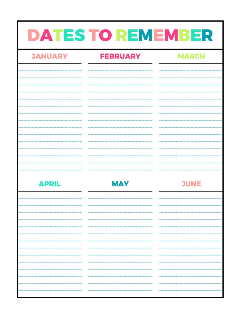 Dazzling Dates In direction of Recall Printable Site, Letter Dimension PDF, House Binder, Planner, Fast Down load photo regarding Printable Dates referred to as Vivid Dates Towards Try to remember Printable Web page, Letter Sizing PDF, Household Binder, Planner, Fast Obtain