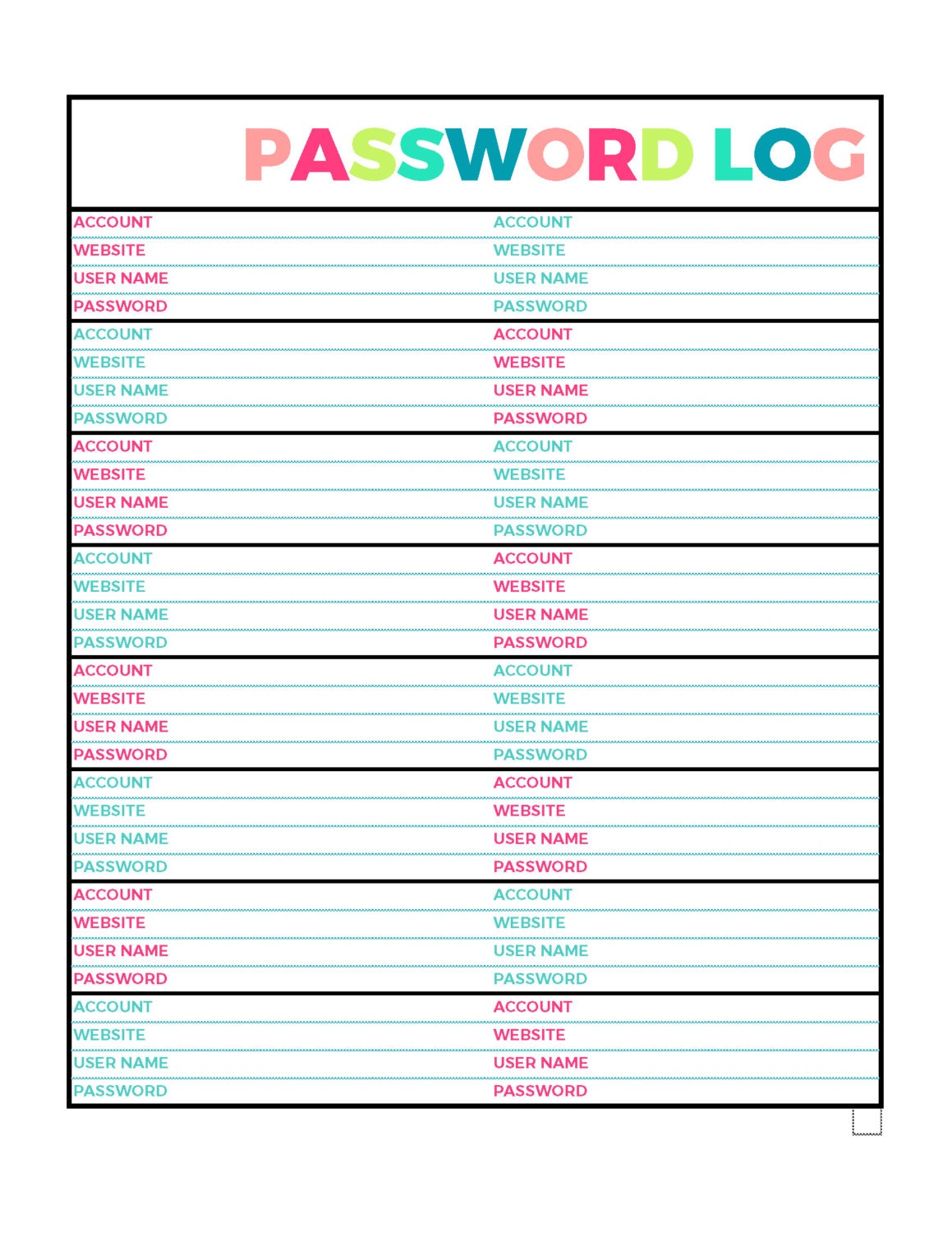 bright-password-log-printable-page-letter-size-pdf-home-binder-planner-instant-download-etsy